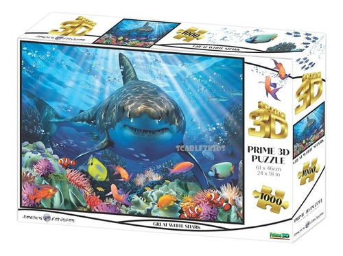 Puzzle Rompecabezas 3d 1000 Piezas Tiburon Blanco Prime 3d