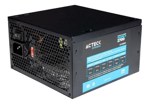 Fuente De Poder Acteck Blazar 700w Atx 24 Pin 3xsata Negro Negro