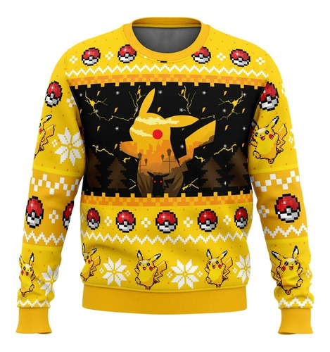 Polera Pokemon Pikachu Poleras Navidad Ugly Sublimado Full