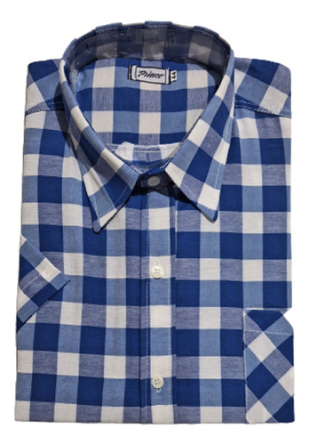 Camisa Escocesa Hombre Manga Corta Clasico Con Bolsillo
