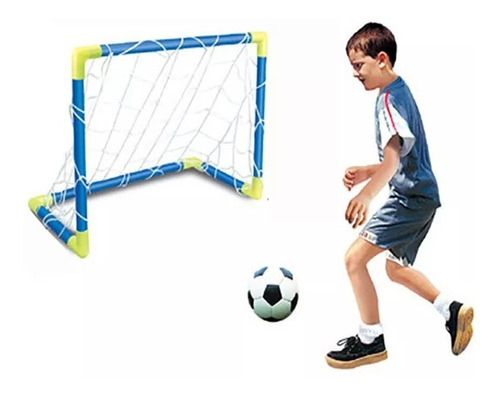 Set Arco Futbol Armable + Pelota + Bombin Para Niños