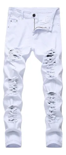 Pantalon Mezclilla Blanco Hombre