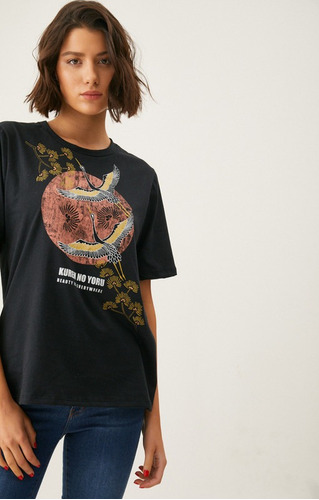 Imagen 2 de 4 de Remera Estampada Grullas Rimmel