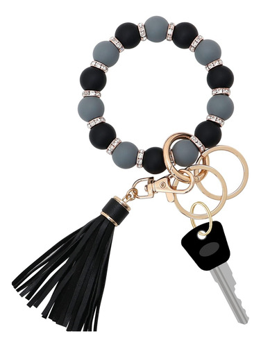 Llavero De Silicona Para Mujer, Pulsera Elástica Con Cuentas