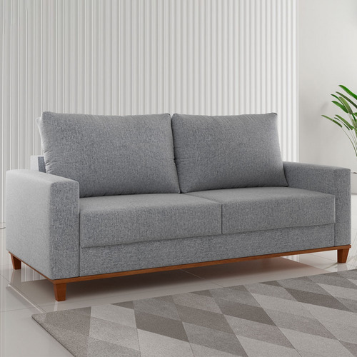 Sofá 2 Lugares Gibran Linho Inox - Viero Móveis Cor Cinza