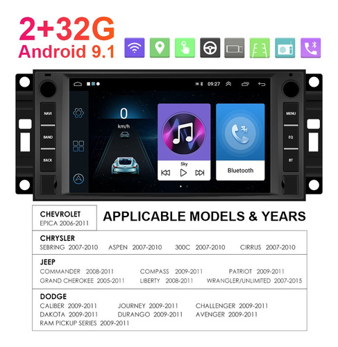 Radio 2+32g Android 10.0 Para Auto Jeep Dodge Chrysler