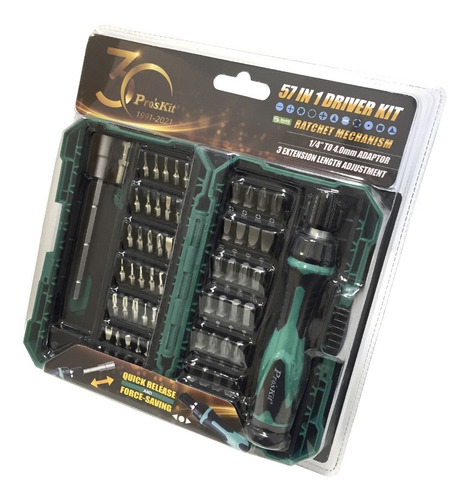 Kit Destornillador Caja 57 Piezas Proskit Sd-9857m Estuche