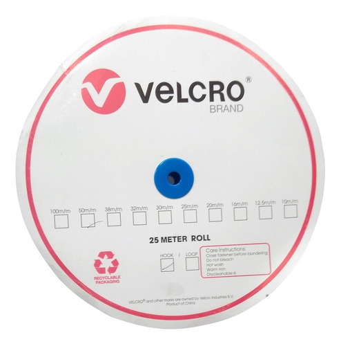 Velcro® Blanco Rollo De 25 Metros, 1 Pulgada De Ancho.