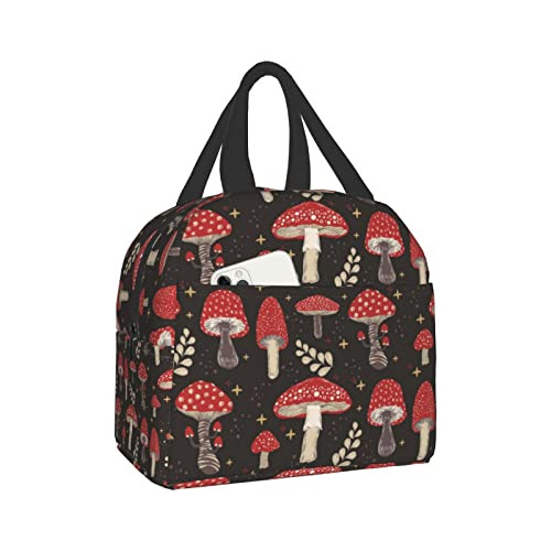 Senheol Aesthetic Mushroom Print Alnch Box, Kawaii Rycfo