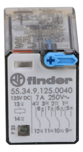 Rele Industrial Finder 125vcc 7a 4naf Botão De Teste 55.34