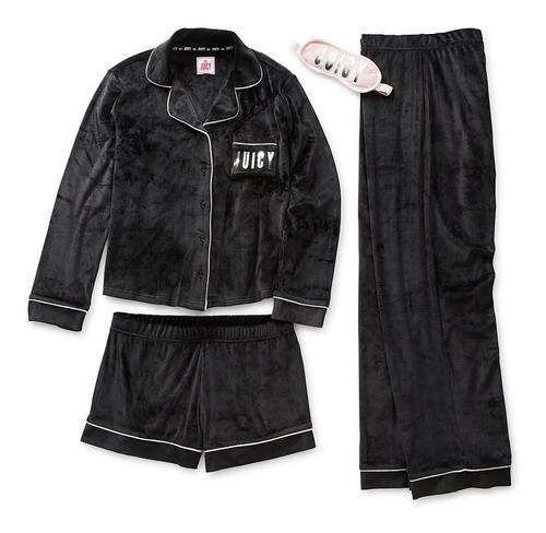  Juicy Couture Set De Pijama  Terciopelo Mujer 4 Piezas