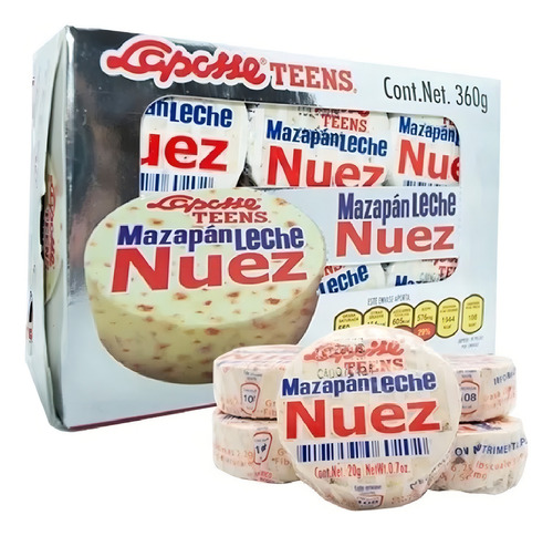 Laposse Mazapan Leche Nuez con 18 Piezas de 20g Cada Uno