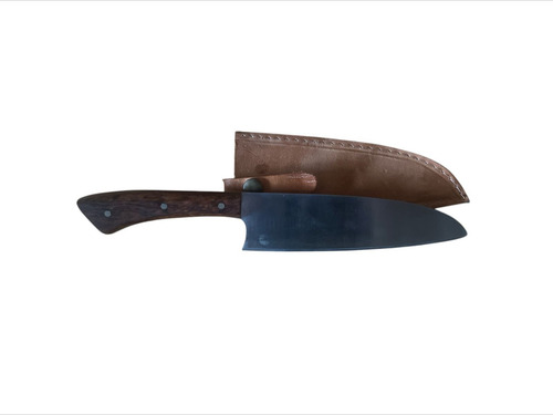 Cuchillo Santoku Cuchillos Cocina Acero Inoxidable Mango Madera Con Vaina