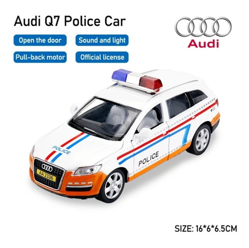 Auto De Colección Audi Q7 Policia Luz Y Sonido Escala 1:32