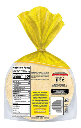 Misión, Calle Tacos Tortillas De Maíz Amarillo Mini Soft, 24