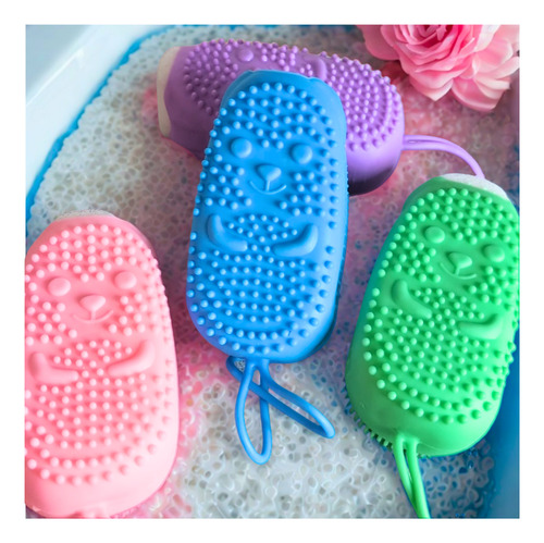 Esponja De Baño Exfoliante De Ducha Cepillo Con Cuerda Spa Azul