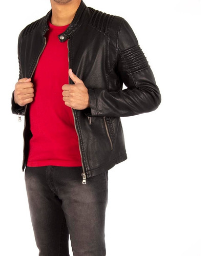 Imagen 2 de 4 de Campera Huntley Motoquera Negro