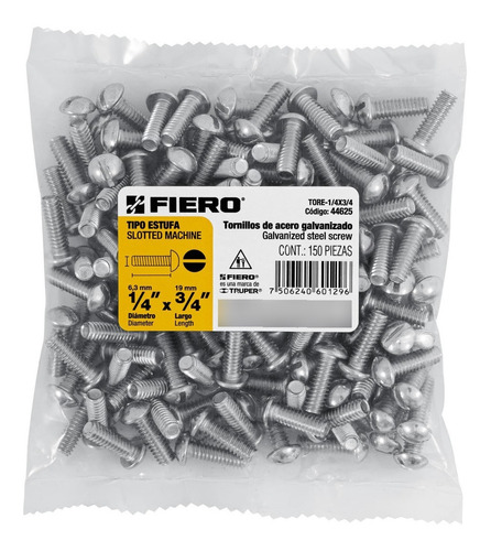 Bolsa C/150 Tornillos Fiero Tore-1/4x3/4 1/4 X 3/4 44625