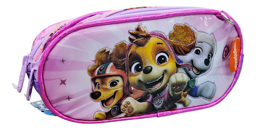 Estojo Escolar Skye Patrulha Canina Com 2 Compartimentos Cor Rosa Patrulha Canina Skye
