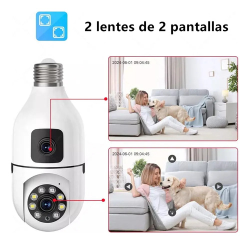 Cámara De Seguridad Wifi Xinshi E27 360°6mp V380 Pro De Doble Lente Con Visión Nocturna Seguimiento Automático Alarma Color Blanco