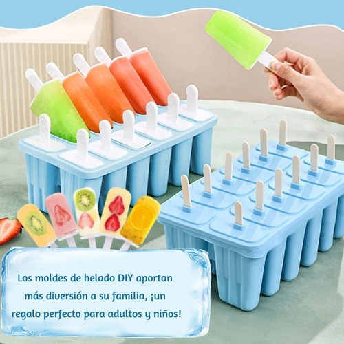 10 Moldes De Silicon Paletas Para Heladas Hielos Gelatinas