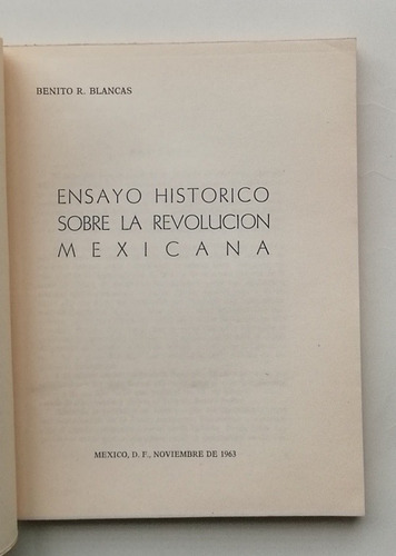 Ensayo Histórico Sobre La Revolución Mexicana (Usado)