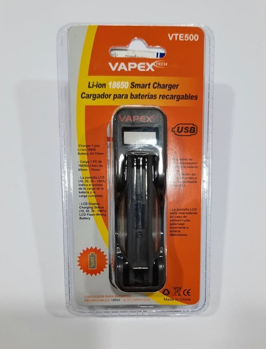 Cargador Vapex Vte500 Usb C/ Display  P/ Baterías 18650