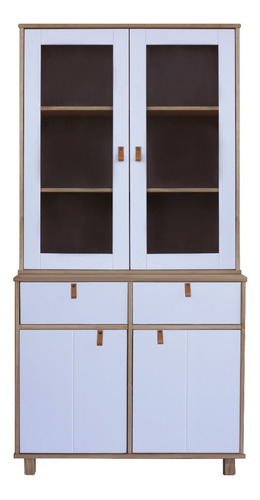 Cristalero Modular Vitrina Estantería Madera Maciza Alacena Color Blanco