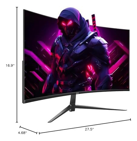 Monitor De Juego Curvo Zza 27, Soporte De 240hz, Hasta 280hz