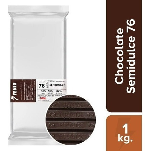 Cobertura De Chocolate Semidulce 76 Fenix 1kg.