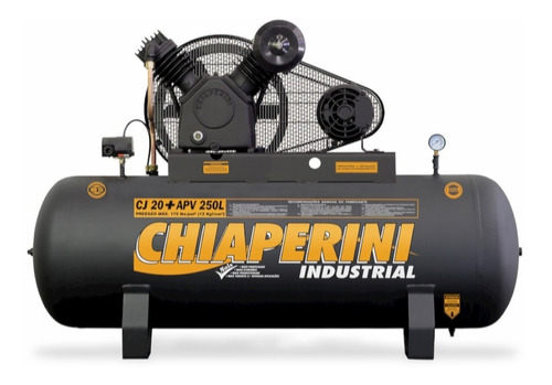 Compressor de ar elétrico Chiaperini Industrial Mais CJ 20+ APV 250L trifásica 250L 5hp 220V/380V 60Hz preto