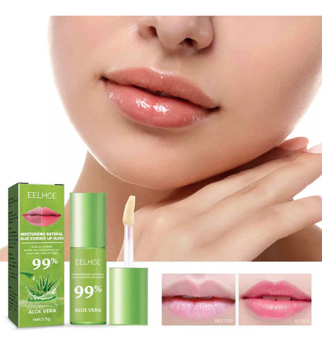 Brillo De Labios Hidratante Natural Con Aloe Natural, Color