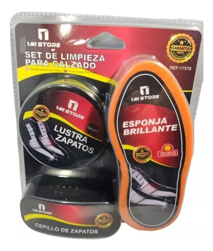 Kit 3 Pieza Lustrador Liquido Crema Betun P Zapato+cepillo