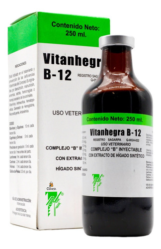 Vitanhegra Vitamina B12 250 Ml Complejo B Uso Veterinario
