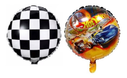 10 Globos Metalizados Redondos Hot Wheels 45 Cms