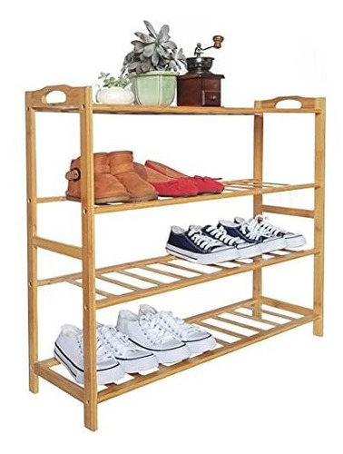 Organizadores De Zapatos  Dabuda Bamboo Shoe Rack 4-tier Ent