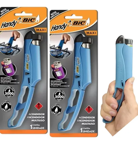 comprar 2x Acendedor Fogão Isqueiro Bic Handy Multiuso Recarregável