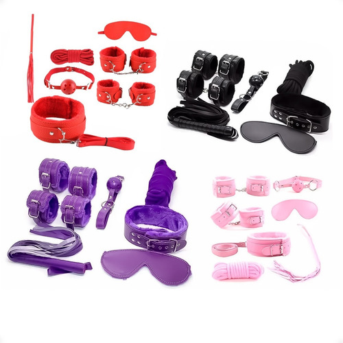 Kit Bdsm Eco Cuero Completísimo 7 Pzas Esposas Fetish Otec