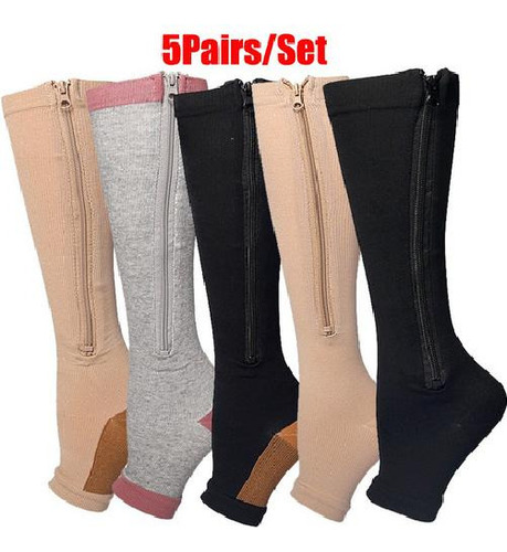 . Para Calcetines Para Venas Varicosas Con Cierre, 5 Pares /