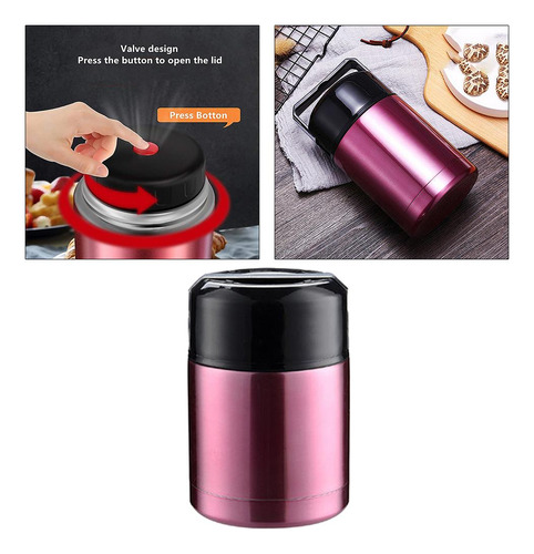 Frasco De Alimentos De Acero Inoxidable Con Rosa 800ml