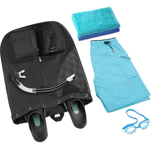 Mochila De Malla Con Cordón Para Playa, Ideal Para Natación, Gimnasio Y Entrenamiento.