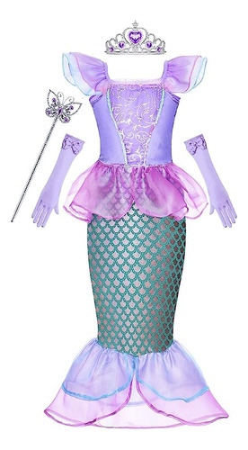 Disfraz Princesa Para Niñas Disfraz Sirena Con Tiara Y Varit