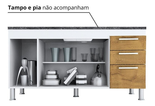 Imagem 4 de 4 de Balcão De Pia Gêmeos 1,50 - Branco/castanho