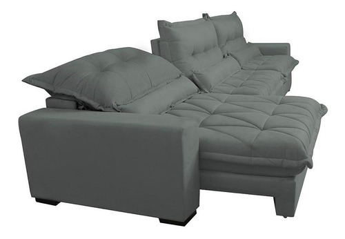 Sofá Retrátil Reclinável 3,52m Pocket Cama Inbox Soft Cinza
