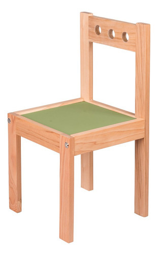 Silla De Madera Barnizada Para Niñas Y Niños Pequeños Color de la estructura de la silla Verde