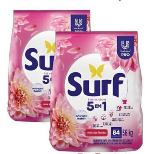 2 Lava Roupas Em Pó Mix De Flores Profissional 5,6kg Surf
