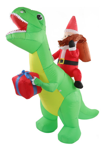 Dinosaurio Inflable Decorativo C/diseño Navideño P/exterior