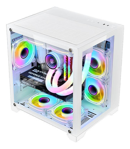 Case Gamer Vidrio Templado Ventana Transparente Blanco Jwk