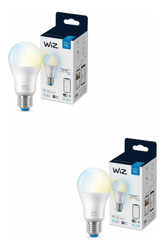 Imagen 2 de 9 de Pack 2 Amp Wiz Tonos Blancos Calidos A Frio Matter Ble Wi-fi