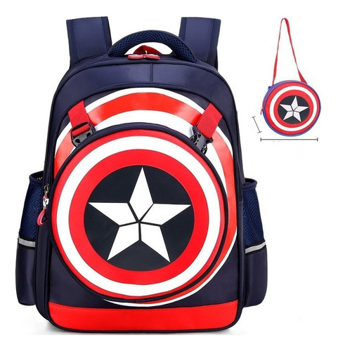Mochila Rígida For Escuela Primaria Capitán América, 2 Unid